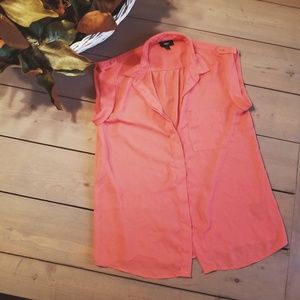 Coral Sleeveless Blouse